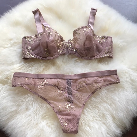 Rose gold bra and discount panty set